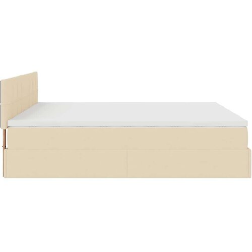 VidaXL otomanski okvir kreveta s madracima krem 200x200cm od tkanine Slike