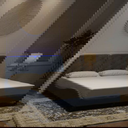  The Living Store Posteljni okvir z LED lučkami temno siv 120x200 cm žamet - Posteljni Okvir, (21446164) Slike