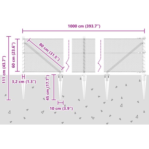 vidaXL Heksagonalna ograja Zelena 0.6x10 m Jeklo Cene