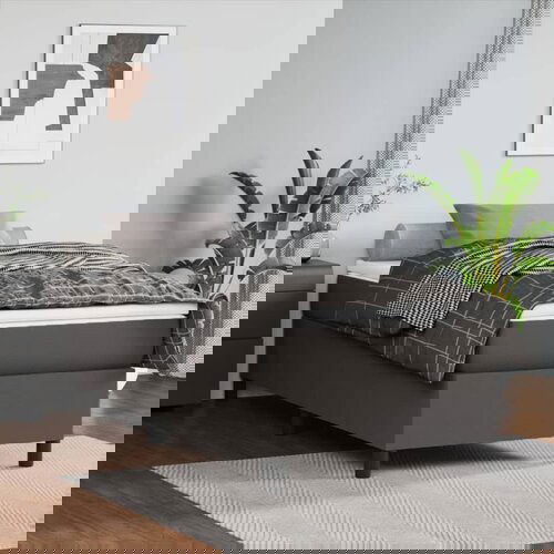 The Living Store Posteljni okvir siv 100x200 cm umetno usnje - Box Spring Posteljni Okvir, (21517015) Slike