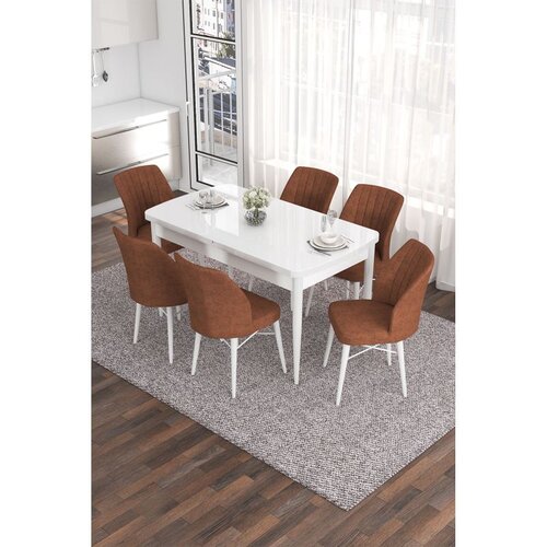 Hanah home Set Trpezarijski sto i 6 stolica Eva, Terakota Cene