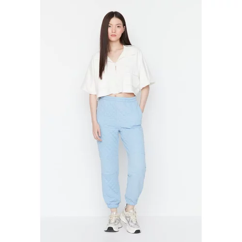 Trendyol Light Blue Elastic Leg Quilted Knitted Sweatpants
