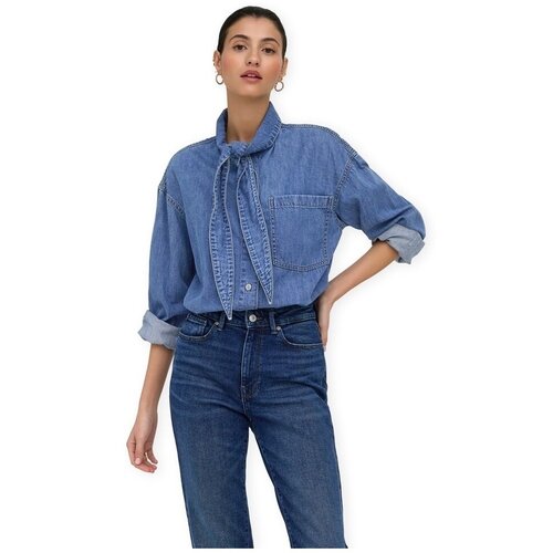 Only Topi &amp;amp; Bluze Alisia Shirt - Medium Blue Denim Modra Slike
