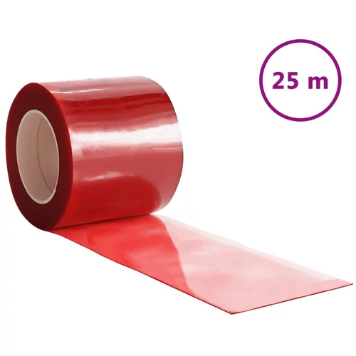 vidaXL Zavesa za vrata rdeča 200 mm x 1,6 mm 25 m PVC, (20810562)