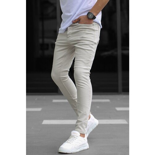 Madmext Men's Light Beige Canvas Slim Fit Trousers Slike