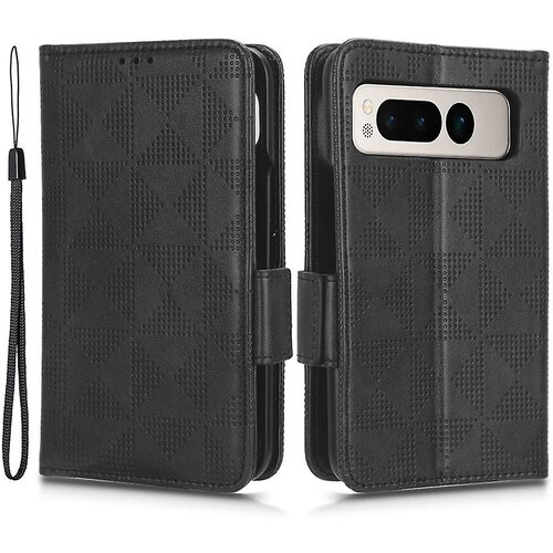 INORCO Ovitek za telefon denarnica s stojalom iz PU usnja za Google Pixel Fold, etui za telefon z vtisnjenim trikotnikom Shell, (22035843) Slike