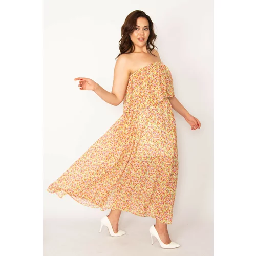 Şans Women's Plus Size Colorful Gippie Elasticated Blouse And Elastic Waist Lined Skirt 2-Piece Suit