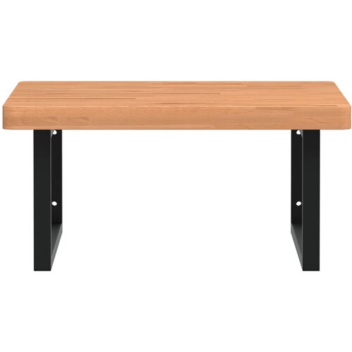  Zidna polica za umivaonik od čelika i masivne bukovine Smeđa 60 x 60 x 4 cm Slike