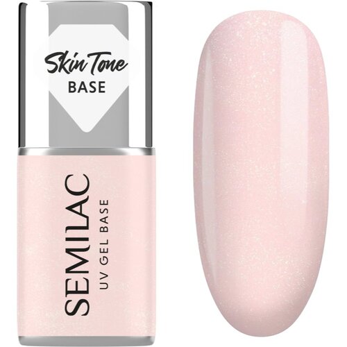 Semilac UV Gel Base Skin Tone Base bazni lak za gel nokte nijansa Glitter Rose 7 ml Slike