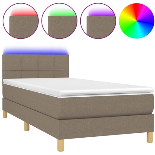 Maison Chic Box spring postelja - Vzmetna postelja z vzmetnico LED taupe 80x200 cm blago SL16246, (21895753) Slike