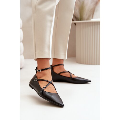 Boto Women Ballerinas With Pointed Toes And Intertwined Straps Black Violra Cene