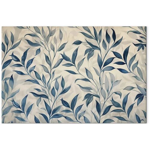  Slika - Leaves in Blue Color Delicate Botanical Motif 30x20 Na talijanskom platnu Slike