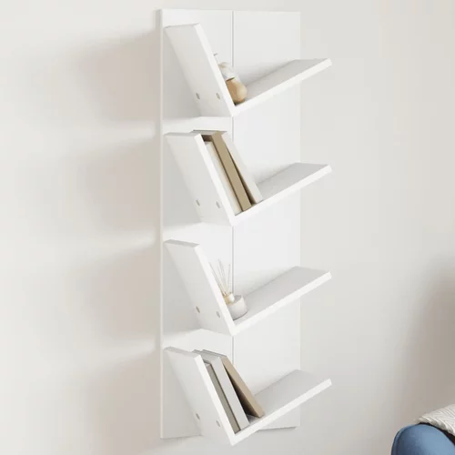  Zidne police za knjige s 4 razine bijele 33 x 16 x 90 cm