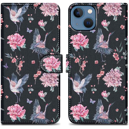 Cadorabo Ohišje, združljiv z Apple - Design Crane & Flowers št. 9 - Zaščitni pokrov z magnetnim zapiranjem, funkcijo stojala in režo za kartico, (20556464) Cene