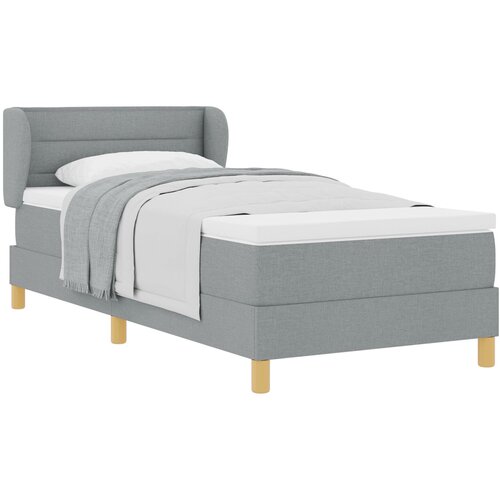 VidaXL Box Springs postelja z vzmetnico, svetlo siva, 100x200 cm, tkanina Slike