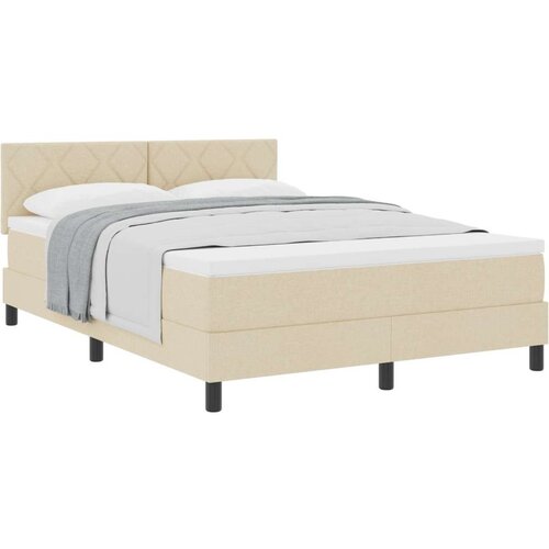  Postelja boxspring z vzmetnico krema 160 x 200 cm blago, (5000069938) Cene