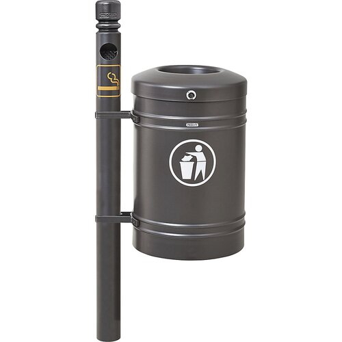 PROCITY Zunanja posoda za odpadke GUSTAVIA, prostornina 40 l, s pepelnikom, sive barve Cene