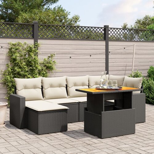 VidaXL 7-dijelni set vrtnih sofa od poliratana s jastucima crni Slike