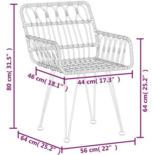  5-dijelni vrtni blagovaonski set od poliratana crni Crna Dužina stola 140 cm Slike