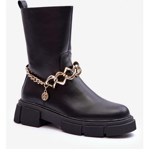 Kesi Leather boots with black Pugen chain