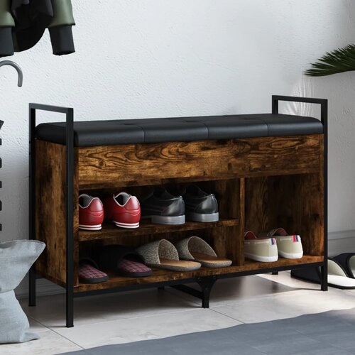 VidaXL Klupa za cipele boja dimljenog hrasta 85 5x32x57 5 cm drvena Slike