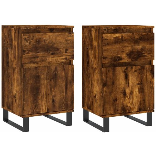 Maison Chic Komoda - Predalnik 2 kosa dimljeni hrast 40x35x70 cm inženirski les, (21719295) Slike