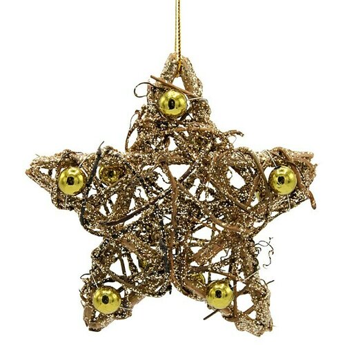  Okrasek za božično drevo zvezda iz ratana (Rjave/zlate barve, Les, 10 cm) Cene
