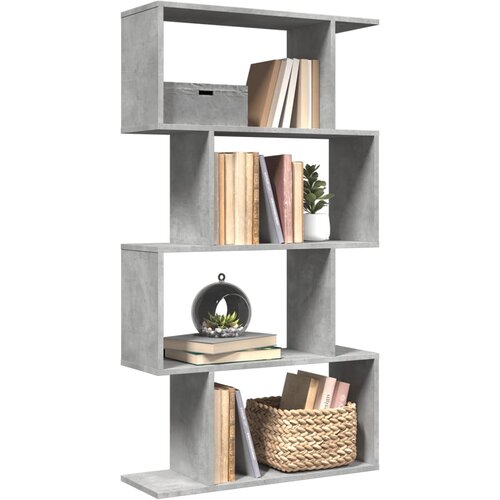 Pregrada regal za knjige 4 razine sivi 70x24x129 cm drveni Cijene