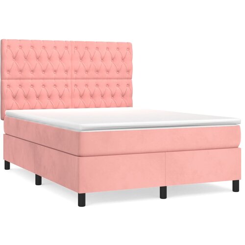 Maison Chic Box spring postelja - Vzmetna postelja z vzmetnico roza 140x190 cm žamet SL15673, (21883773) Cene