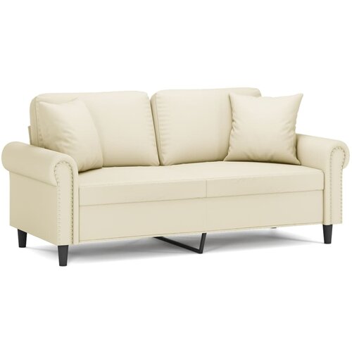 vidaXL Kavč dvosed z okrasnimi blazinami krem 140 cm umetno usnje, (20924552) Cene