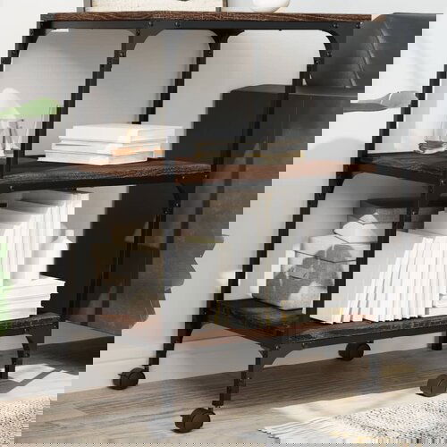 VidaXL Stojalo za tiskalnik 3-nadstropno rjavi hrast 50x41x75 cm les Slike