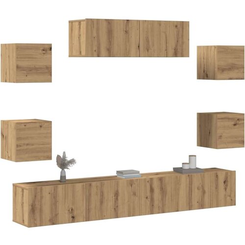  stenska TV omarica, les, artisan hrast, 100x30x30 cm, 3 kos stenska TV omarica, les, artisan hrast, 30,5x30x30 cm, 4 kos Cene