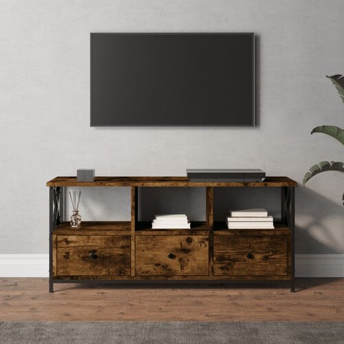 VidaXL TV omarica dimljeni hrast 102x33x45 cm inženirski les in železo Slike