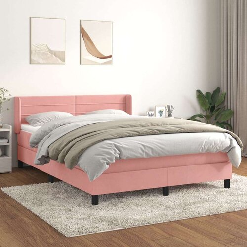  Box spring postelja z vzmetnico roza 140x200 cm žamet, (20893995) Slike