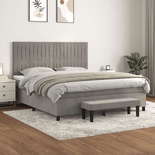  Krevet s oprugama i madracem svjetlosivi 160x200 cm bar&amp;scaron;unasti Slike