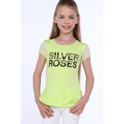 Fasardi Girls&amp;#039; T-shirt with green mesh sleeves Slike