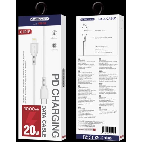 Jellico podatkovni polnilni kabel KDS-30 Type C na Lightning 1m 20W - bel Cene