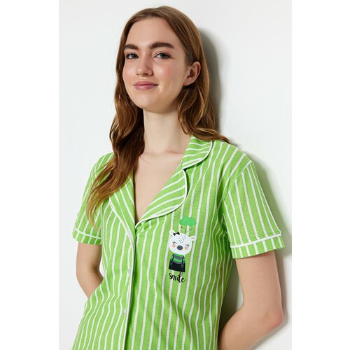 Trendyol Pajama Set - Green - Striped Slike