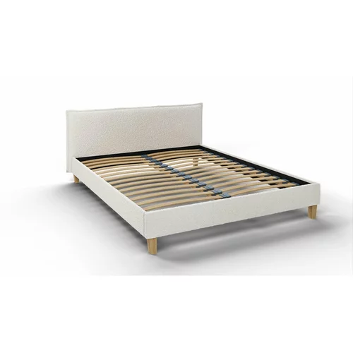 Ropez Kremasto tapecirani bračni krevet s letvičastim okvirom 160x200 cm Tina -