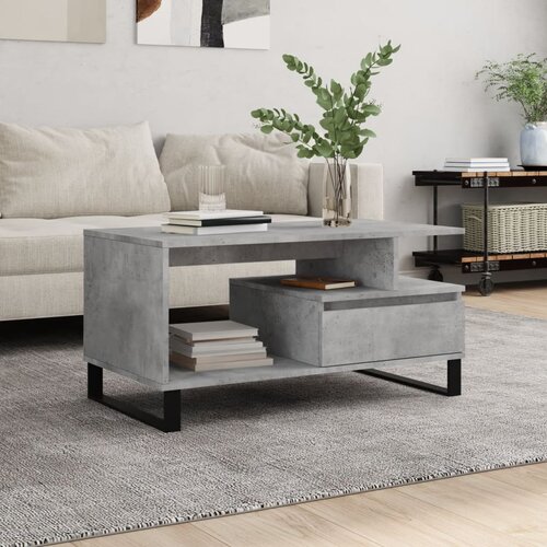VidaXL Klubska mizica betonsko siva 90x49x45 cm inženirski les Slike