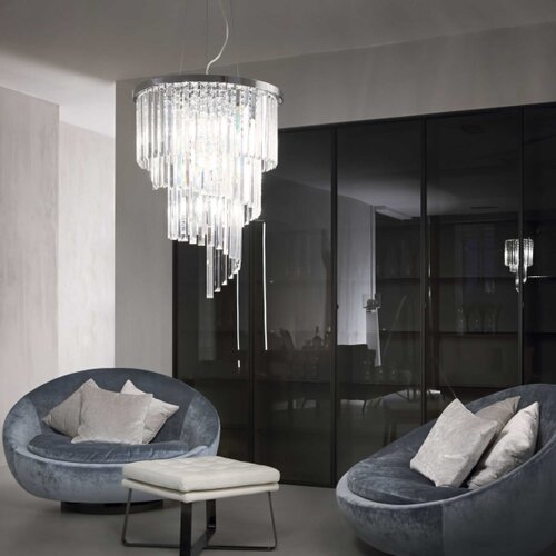 Ideal Lux kristalni luster na sajli carlton 12xE14/40W/230V, prečnik 50 cm, hrom Slike