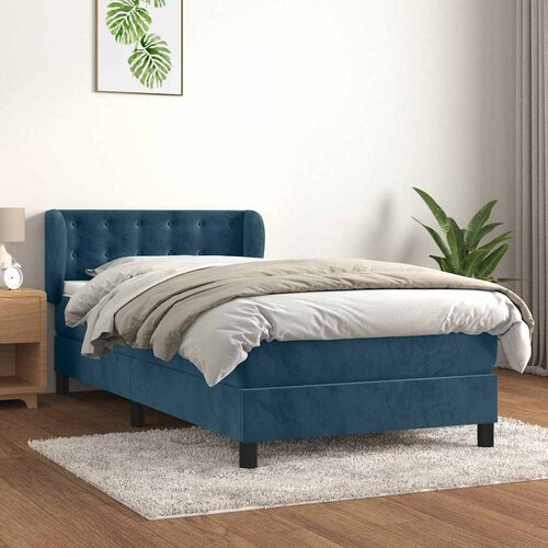 Box spring krevet s madracem tamnoplavi 90x200 cm baršunasti Cene