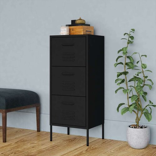 VidaXL Omara za shranjevanje črna 42,5x35x101,5 cm jeklo Slike