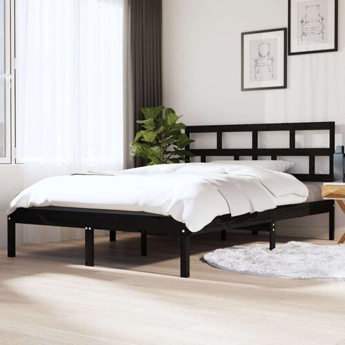  Posteljni okvir črn iz trdnega lesa 135x190 cm 4FT6, (20644066) Slike
