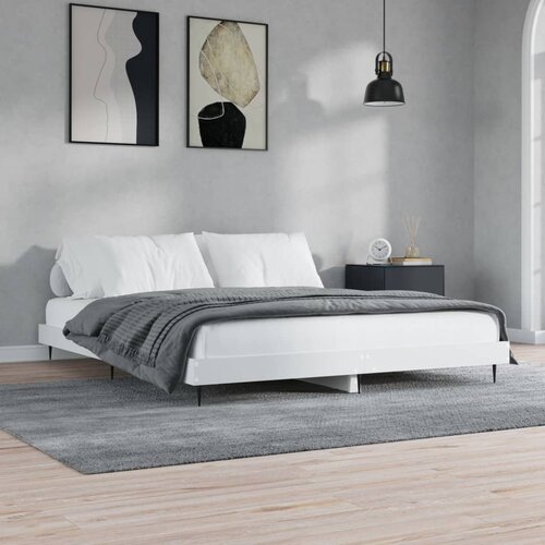 VidaXL Posteljni okvir bel 180x200 cm inženirski les Slike
