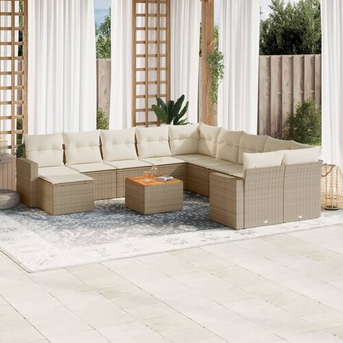VidaXL 12-dijelni set vrtnih sofa od poliratana s jastucima bež Slike