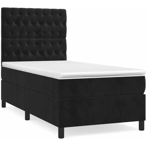 vidaXL Box spring postelja z vzmetnico črna 100x200 cm žamet, (20791162)