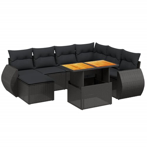  8-dijelni set vrtnih sofa od poliratana s jastucima crni Crna 100 x 55 x 73 cm Slike