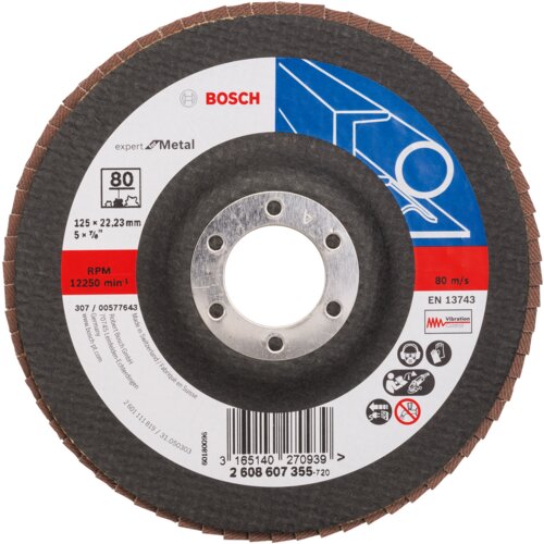 Bosch Lamelni brusni disk Profess for Metal 2608607355, Ravni, &empty;125 mm, P80, 10 komada Cene