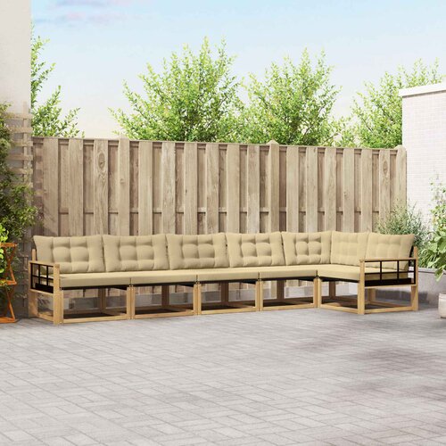  Set vanjskih sofa 6 kom. Bijela i bež Smeđa 406 x 168,5 x 73 cm Slike